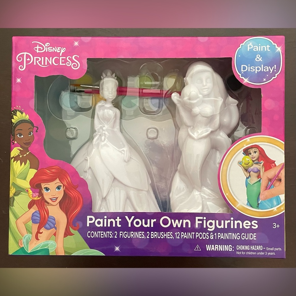 NEW IN BOX ~ Disney Princess ~ Tiana & Ariel Paint & Display Your Own Figurines